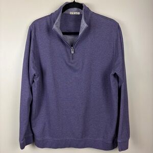 Genteal Men's L Classic 1/4 Quarter Zip-Up Sweater in Unique Purple Preppy Work